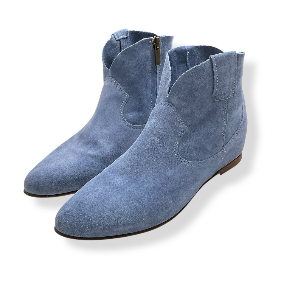 Sundance Boots‎ Booties Women 37 EU (6.5 US) Blue Suede Leather Flats Point Toe